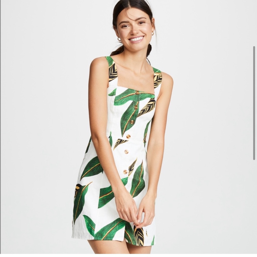 NWT FARM Rio Amazonia Green Leaf Mini print Dress M anthropologie NEW